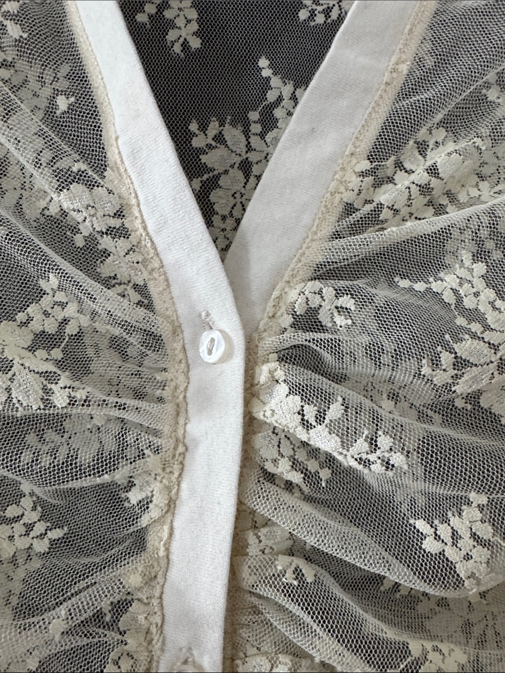Free people Sheer Lace Button-Front Long Sleeve Bodysuit - Ivory. Never worn - Picture 3 of 5